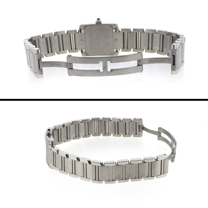 カルティエ Cartier 腕時計 タンクフランセーズ SM W51008Q3 スクエア ホワイト 文字盤 SS クオーツアナログ 【中古】