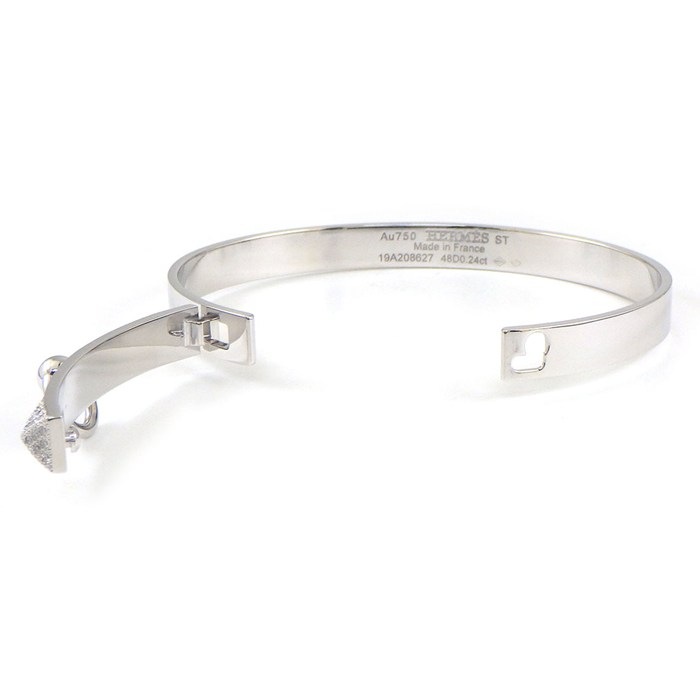 エルメス HERMES バングル コリエドシアン PM ピラミッド メドール スタッズ パヴェ ダイヤモンド 計0.24ct K18WG / #ST 【中古】