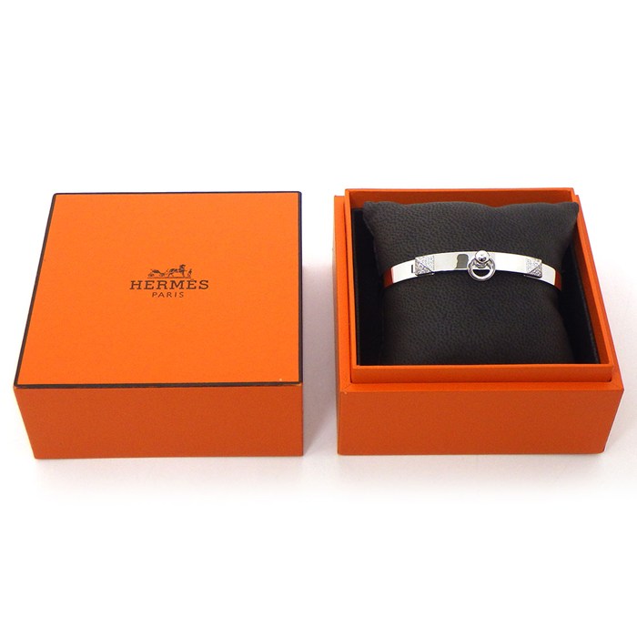 エルメス HERMES バングル コリエドシアン PM ピラミッド メドール スタッズ パヴェ ダイヤモンド 計0.24ct K18WG / #ST 【中古】