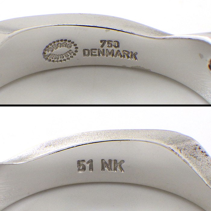 ジョージジェンセン Georg Jensen リング 【3点セット】 フュージョン 3バンド 3連 ウェーブ ダイヤモンド K18YG K18WG 12.5号 / #51 【中古】