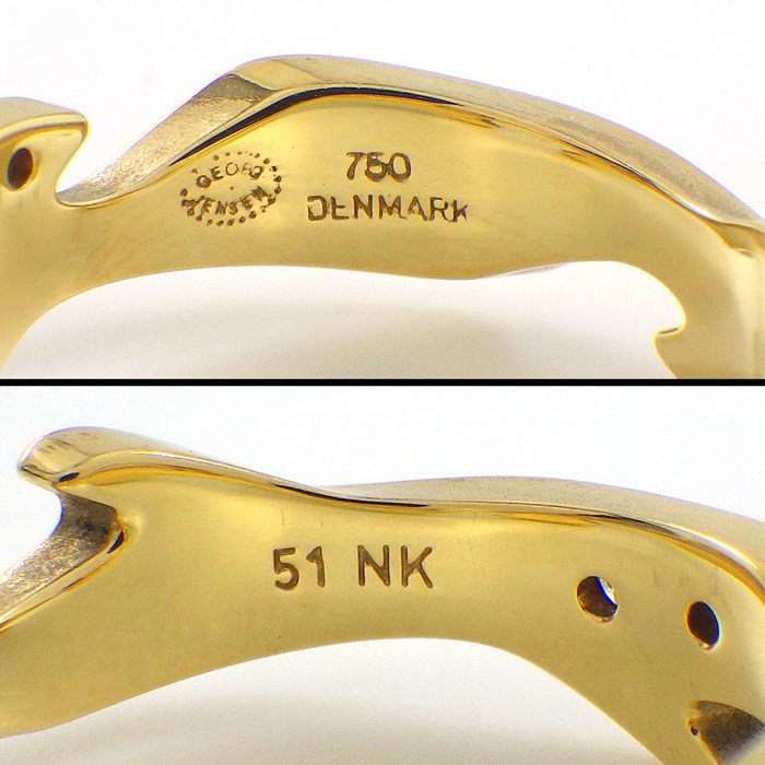 ジョージジェンセン Georg Jensen リング 【3点セット】 フュージョン 3バンド 3連 ウェーブ ダイヤモンド K18YG K18WG 12.5号 / #51 【中古】