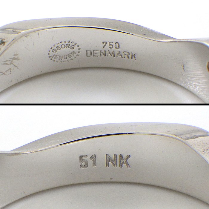 ジョージジェンセン Georg Jensen リング 【3点セット】 フュージョン 3バンド 3連 ウェーブ ダイヤモンド K18YG K18WG 12.5号 / #51 【中古】