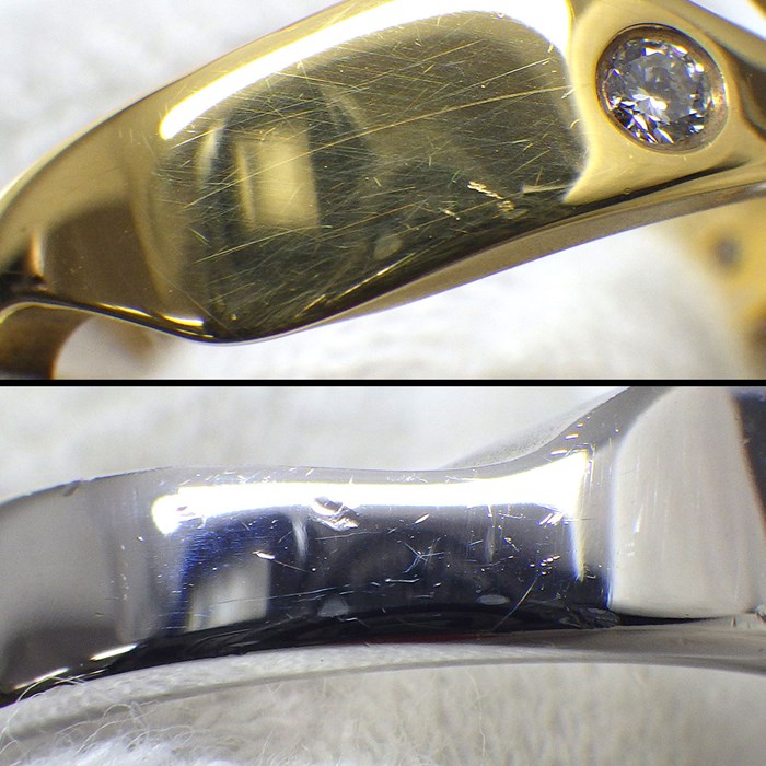 ジョージジェンセン Georg Jensen リング 【3点セット】 フュージョン 3バンド 3連 ウェーブ ダイヤモンド K18YG K18WG 12.5号 / #51 【中古】