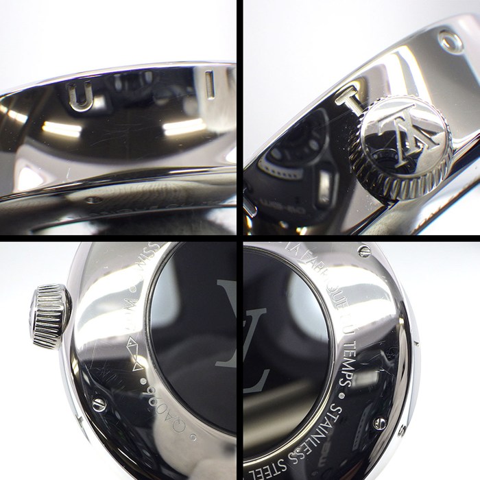 ルイ・ヴィトン LOUIS VUITTON 腕時計 タンブール QA096 シルバー文字盤 GMT ブルー ラバーベルト SS クオーツアナログ 【箱・保付き】 【中古】