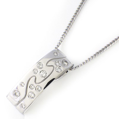 ジョージジェンセン Georg Jensen ネックレス フュージョン ウェーブ ダイヤモンド K18WG 【中古】