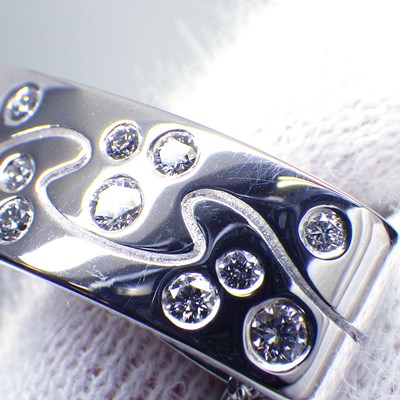 ジョージジェンセン Georg Jensen ネックレス フュージョン ウェーブ ダイヤモンド K18WG 【中古】