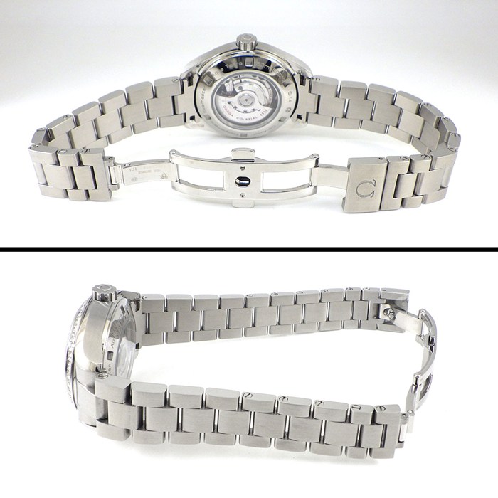 オメガ OMEGA 腕時計 シーマスター アクアテラ 150M 231.15.34.20.55.001 クロノメーター デイト 12ポイント ダイヤインデックス ダイヤベゼル ストライプ ホワイトシェル文字盤 SS 自動巻き 【箱・保付き】 【中古】