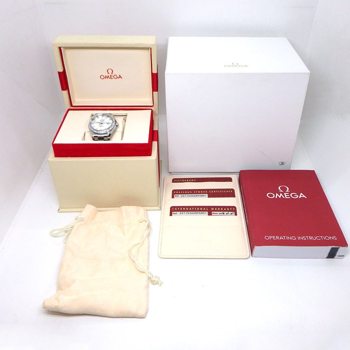 オメガ OMEGA 腕時計 シーマスター アクアテラ 150M 231.15.34.20.55.001 クロノメーター デイト 12ポイント ダイヤインデックス ダイヤベゼル ストライプ ホワイトシェル文字盤 SS 自動巻き 【箱・保付き】 【中古】