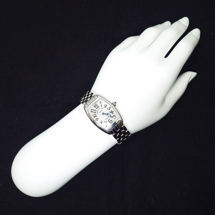 フランクミュラー FRANCK MULLER 腕時計 トノウカーベックス 1752QZ シルバーギョーシェ文字盤 SS クオーツアナログ 【中古】