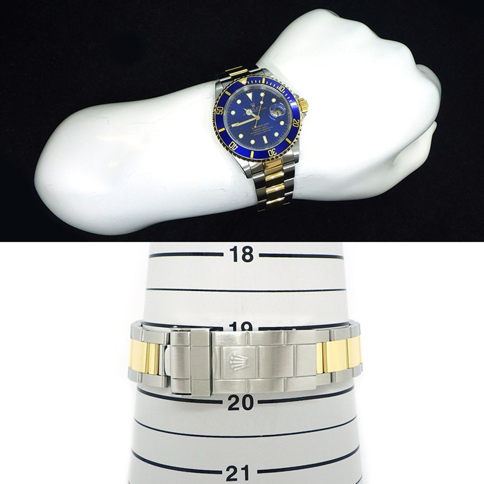 ロレックス Rolex 腕時計 サブマリーナー デイト 16613 A番 1998年-1999年製 カレンダー 回転ベゼル 夜光インデックス 夜光針 サンレイ ブルー文字盤 K18YG SS 自動巻き 【中古】