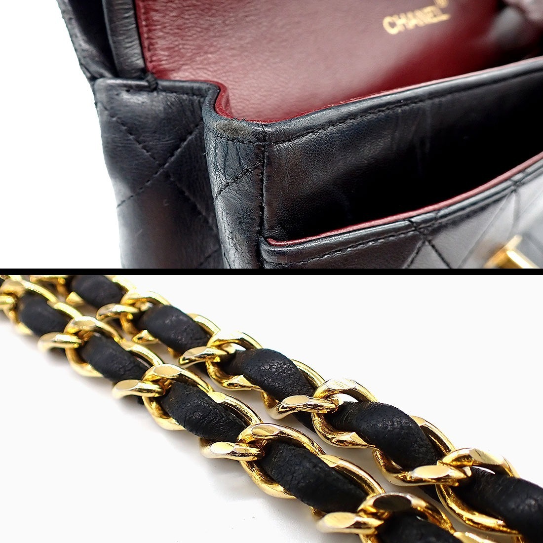 シャネル CHANEL ショルダーバッグ マトラッセ23 クラシック スモール A01113 2021年 ブラック ボルドー ラムスキン ゴールド金具 【中古】 シャネル CHANEL ショルダーバッグ マトラッセ23 クラシック スモール