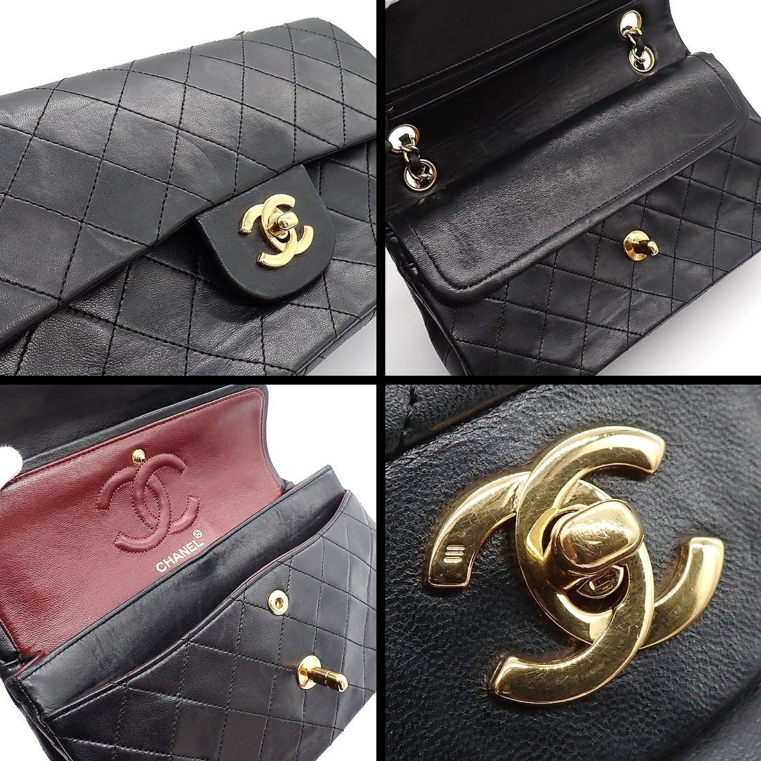 シャネル CHANEL ショルダーバッグ マトラッセ23 クラシック スモール A01113 2021年 ブラック ボルドー ラムスキン ゴールド金具 【中古】 CHANEL - シャネル CHANEL ショルダーバッグ ハンドバッグ マトラッセ