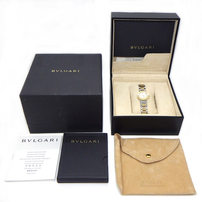 ブルガリ BVLGARI 腕時計 ブルガリブルガリ BB23SG/BB23WSGD/N デイト クルドパリ ギョーシェ シルバー文字盤 K18YG SS クオーツアナログ 【箱・保付き】 【中古】
