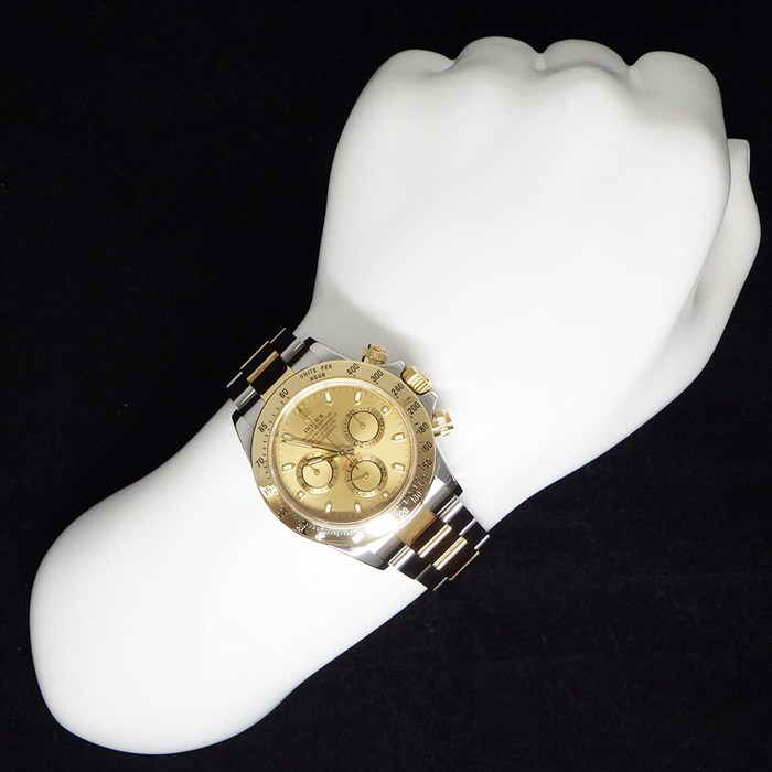 ロレックス Rolex 腕時計 コスモグラフ デイトナ M116523 P番（2000年製造） クロノグラフ タキメーター スモールセコンド シャンパンゴールド文字盤 K18YG SS 自動巻き 【中古】