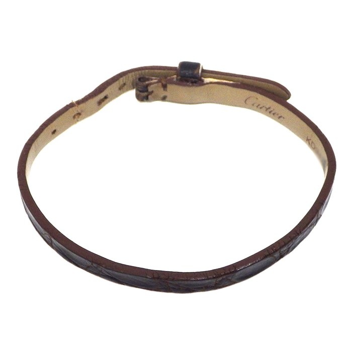 カルティエ Cartier ブレスレット ラブ プレート 3モチーフ ビス K18YG 革 イエロー 【中古】