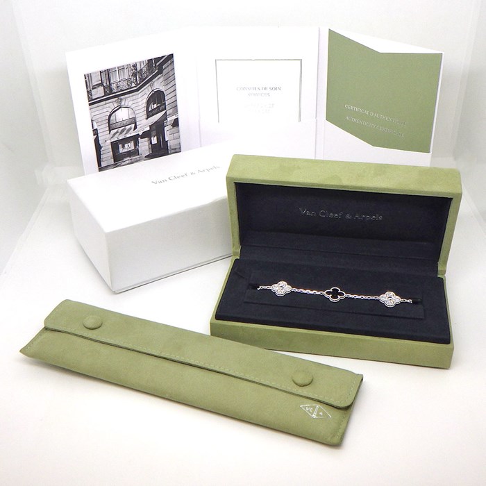 ヴァンクリーフ＆アーペル Van Cleef & Arpels ブレスレット ヴィンテージアルハンブラ 5モチーフ VCARP2R900 3ポイント オニキス 24ポイント ダイヤモンド 計0.96ct K18WG 【箱・保付き】 【中古】