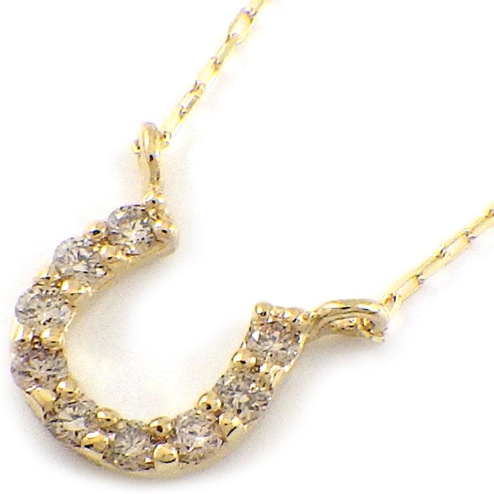 【ダイヤモンド】 ネックレス ホースシュー ミニ パヴェ ダイヤモンド 計0.059ct K18YG