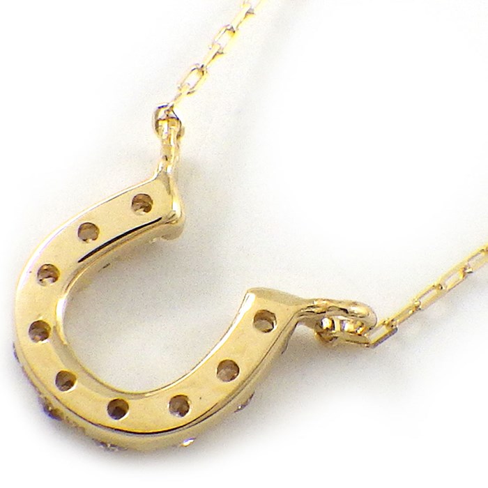 【ダイヤモンド】 ネックレス ホースシュー ミニ パヴェ ダイヤモンド 計0.059ct K18YG