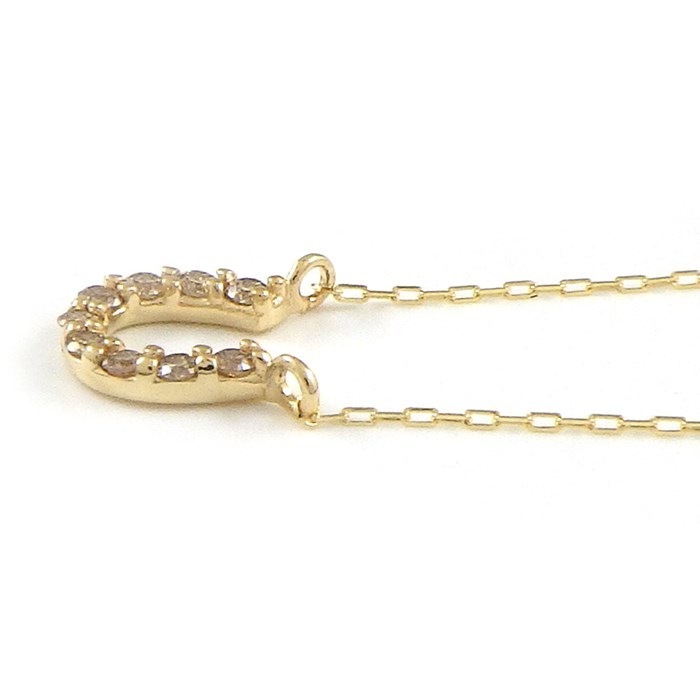 【ダイヤモンド】 ネックレス ホースシュー ミニ パヴェ ダイヤモンド 計0.059ct K18YG