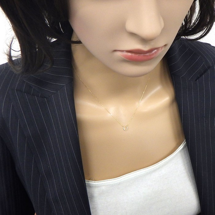 【ダイヤモンド】 ネックレス ホースシュー ミニ パヴェ ダイヤモンド 計0.059ct K18YG