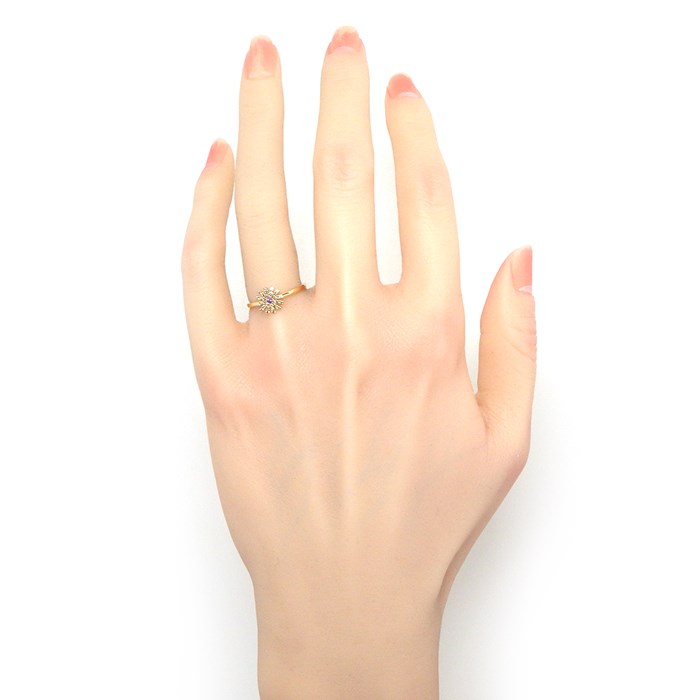 ダミアーニ DAMIANI リング マルゲリータ 8mm 20073016 マーガレット 1ポイント アメジスト パヴェ ブラウン ダイヤモンド 0.13ct K18PG 8.5号 【箱・保付き】 【中古】