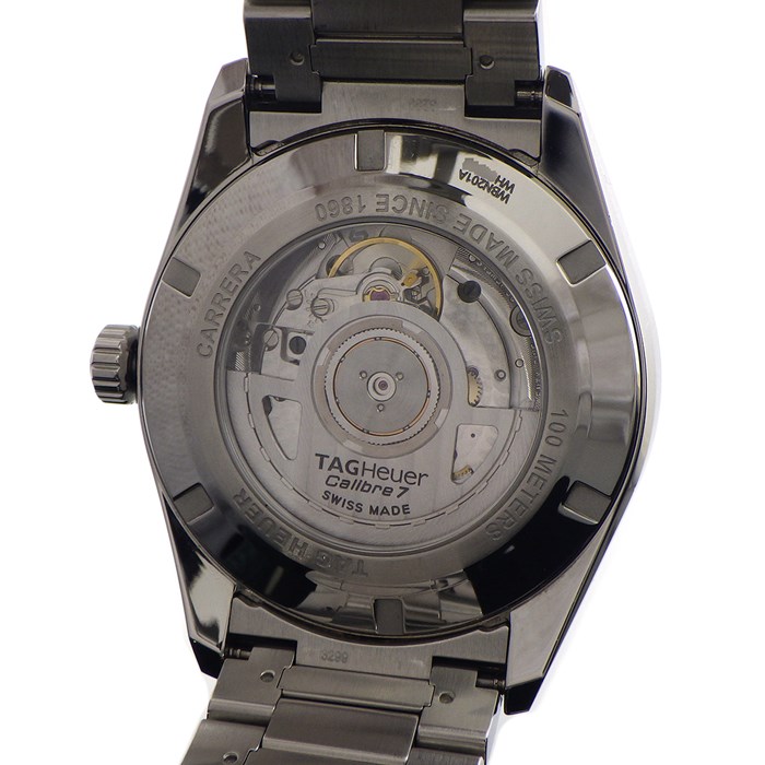タグ・ホイヤー TAG Heuer 腕時計 カレラ ツインタイム WBN201A.BA0640 サンレイ カレンダー デュアルタイム表示 裏スケ ネイビー 文字盤 SS 自動巻き 【箱・保付き】 【中古】