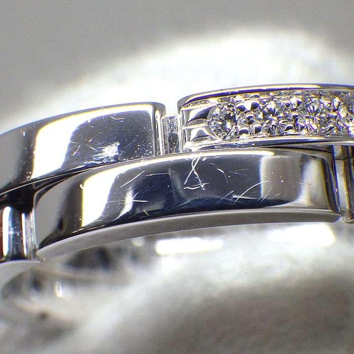 カルティエ Cartier リング マイヨンパンテール ウェディング バンド B4098900 2連 セミパヴェ 42ポイント ダイヤモンド 計0.30ct K18WG 10号 / #50 【箱・保付き】 【中古】