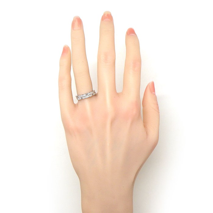 カルティエ Cartier リング マイヨンパンテール ウェディング バンド B4098900 2連 セミパヴェ 42ポイント ダイヤモンド 計0.30ct K18WG 10号 / #50 【箱・保付き】 【中古】