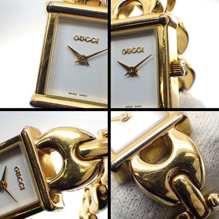 グッチ GUCCI 腕時計 チェンジベルト 1800L レクタンギュラー ホワイト 