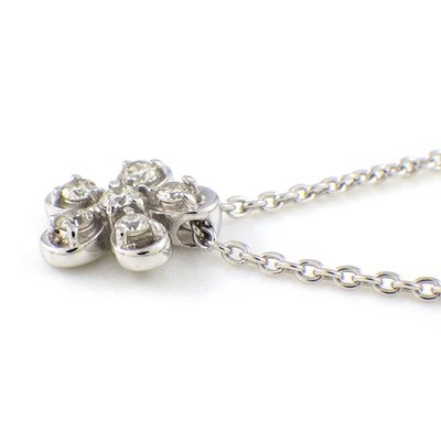 スタージュエリー STAR JEWELRY ネックレス フラワーモチーフ ダイヤモンド 0.06ct K10WG 【中古】