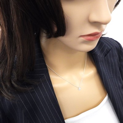 スタージュエリー STAR JEWELRY ネックレス フラワーモチーフ ダイヤモンド 0.06ct K10WG 【中古】