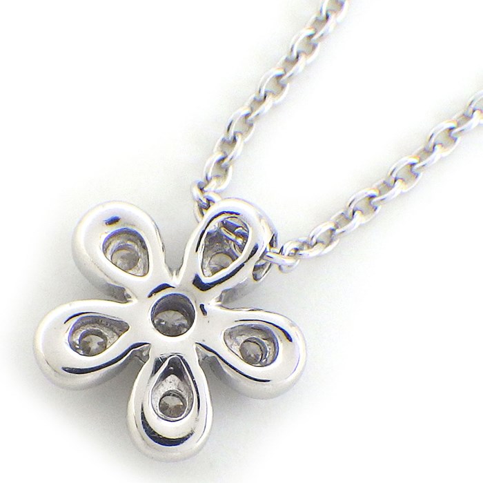 スタージュエリー STAR JEWELRY ネックレス フラワーモチーフ ダイヤモンド 0.06ct K10WG 【中古】