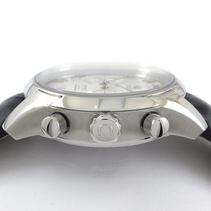 オメガ OMEGA 腕時計 デ・ヴィル アワービジョン 431.13.42.51.02.001 クロノメーター クロノグラフ デイト スモールセコンド シルバー文字盤 SS ブラック アリゲーターレザーベルト 自動巻き 【箱・保付き】 【中古】