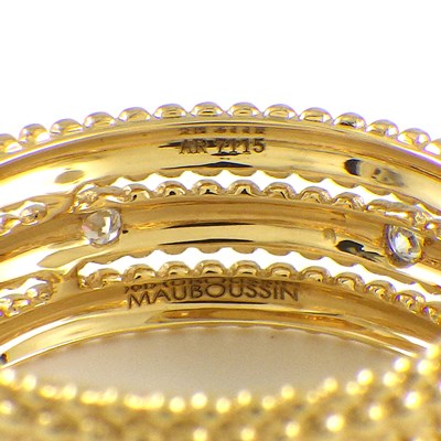 モーブッサン MAUBOUSSIN リング ル プルミエ ジュール 3ロウ ミルグレイン 6ポイント ダイヤモンド K18YG 8.5号 【箱・保付き】 【中古】