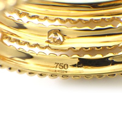 モーブッサン MAUBOUSSIN リング ル プルミエ ジュール 3ロウ ミルグレイン 6ポイント ダイヤモンド K18YG 8.5号 【箱・保付き】 【中古】