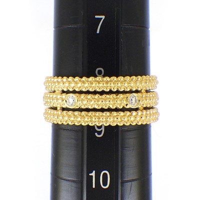 モーブッサン MAUBOUSSIN リング ル プルミエ ジュール 3ロウ ミルグレイン 6ポイント ダイヤモンド K18YG 8.5号 【箱・保付き】 【中古】