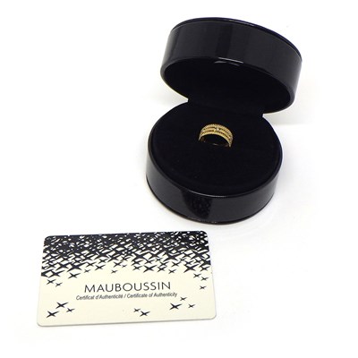 モーブッサン MAUBOUSSIN リング ル プルミエ ジュール 3ロウ ミルグレイン 6ポイント ダイヤモンド K18YG 8.5号 【箱・保付き】 【中古】