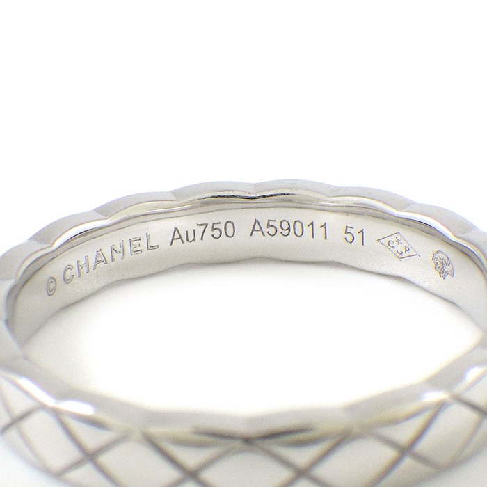 シャネル CHANEL リング ココクラッシュ コレクション ミニ J11793 マトラッセ キルティング K18WG 10.5号 / #51 【中古】