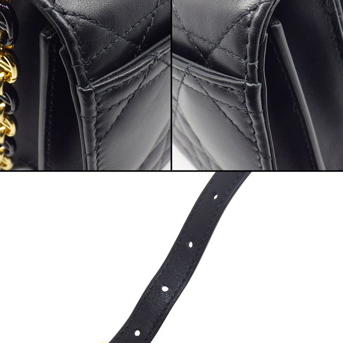 ディオール Dior ショルダーバッグ ミス カロ ミニバッグ S5169UDAX_M900 ブラック マクロカナージュラムスキン ゴールド金具 【中古】