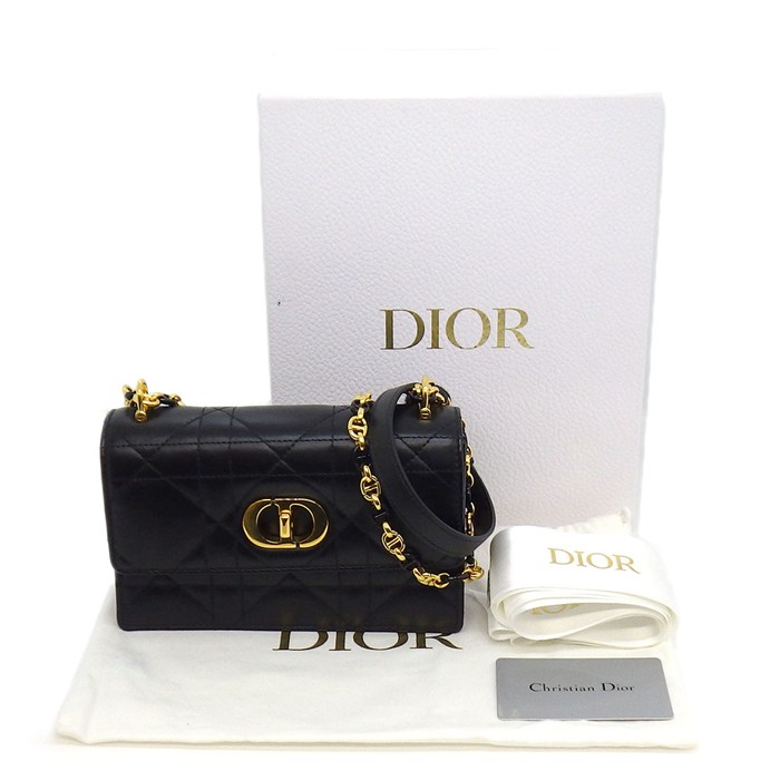 ディオール Dior ショルダーバッグ ミス カロ ミニバッグ S5169UDAX_M900 ブラック マクロカナージュラムスキン ゴールド金具 【中古】