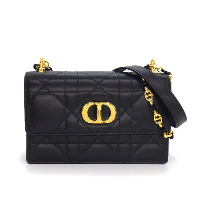ディオール Dior ショルダーバッグ ミス カロ ミニバッグ S5169UDAX_M900 ブラック マクロカナージュラムスキン ゴールド金具 【中古】