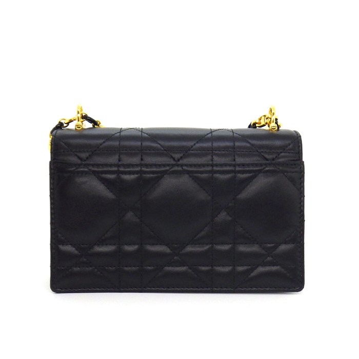 ディオール Dior ショルダーバッグ ミス カロ ミニバッグ S5169UDAX_M900 ブラック マクロカナージュラムスキン ゴールド金具 【中古】