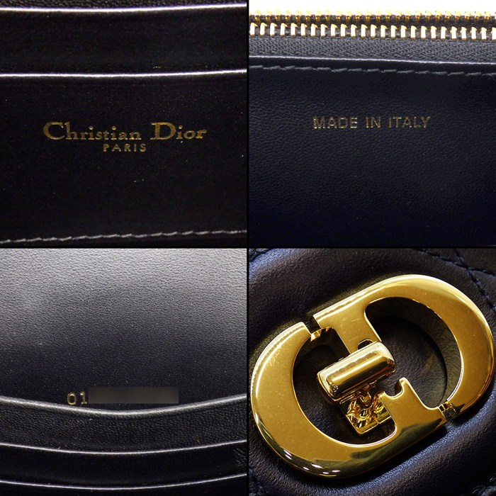 ディオール Dior ショルダーバッグ ミス カロ ミニバッグ S5169UDAX_M900 ブラック マクロカナージュラムスキン ゴールド金具 【中古】