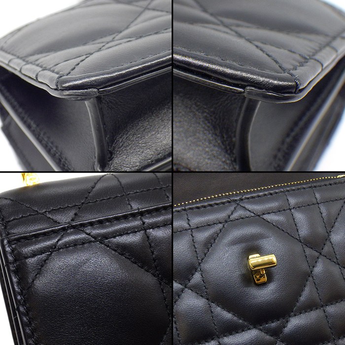 ディオール Dior ショルダーバッグ ミス カロ ミニバッグ S5169UDAX_M900 ブラック マクロカナージュラムスキン ゴールド金具 【中古】