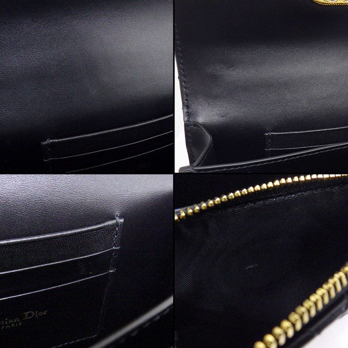 ディオール Dior ショルダーバッグ ミス カロ ミニバッグ S5169UDAX_M900 ブラック マクロカナージュラムスキン ゴールド金具 【中古】