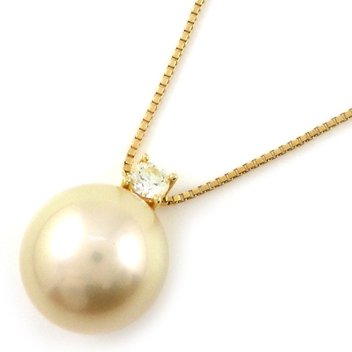タサキ 田崎真珠 TASAKI ネックレス 1ポイント パール 11.5mm珠 ダイヤモンド 0.13ct K18YG 【中古】