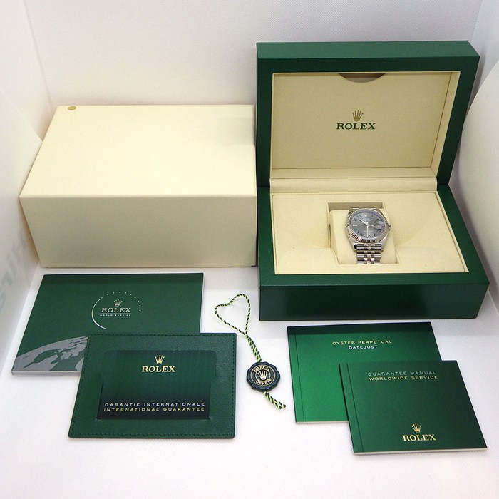 ロレックス Rolex 腕時計 デイトジャスト 126234 ルーレット刻印 スレート文字盤 ローマンインデックス デイト 夜光針/インデックス K18WG SS 自動巻き 【箱・保付き】 【中古】