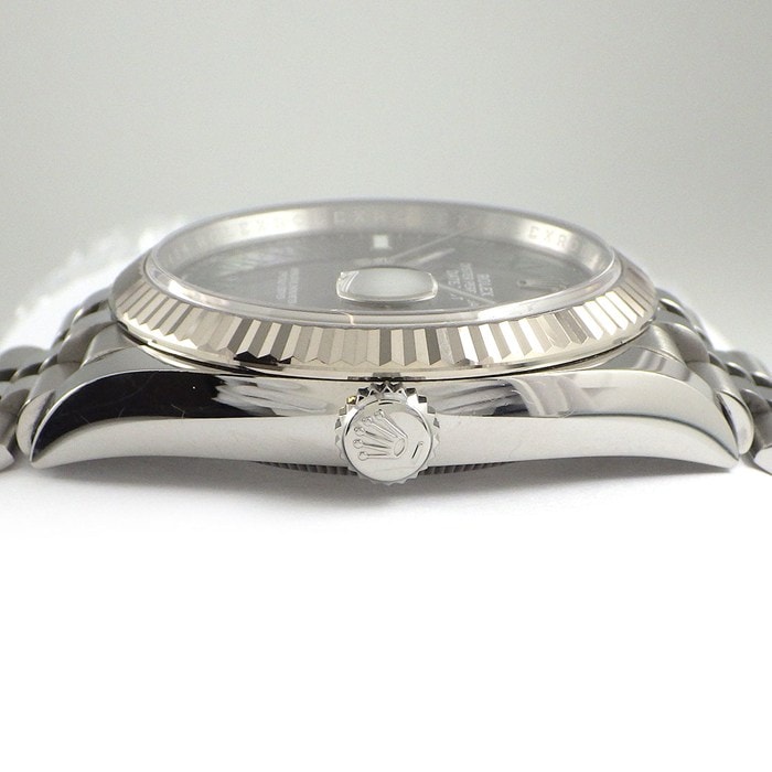 ロレックス Rolex 腕時計 デイトジャスト 126234 ルーレット刻印 スレート文字盤 ローマンインデックス デイト 夜光針/インデックス K18WG SS 自動巻き 【箱・保付き】 【中古】