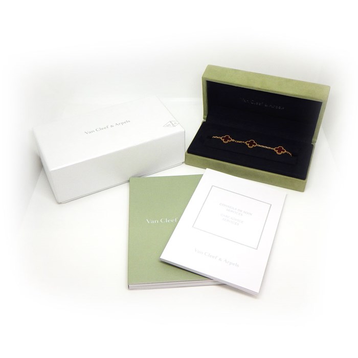 ヴァンクリーフ&アーペル Van Cleef & Arpels ブレスレット ヴィンテージ アルハンブラ 5モチーフ VCARD35500 カーネリアン K18YG 【箱・保付き】 【中古】
