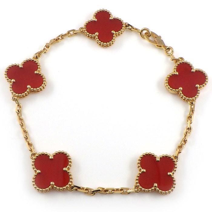 ヴァンクリーフ&アーペル Van Cleef & Arpels ブレスレット ヴィンテージ アルハンブラ 5モチーフ VCARD35500 カーネリアン K18YG 【箱・保付き】 【中古】